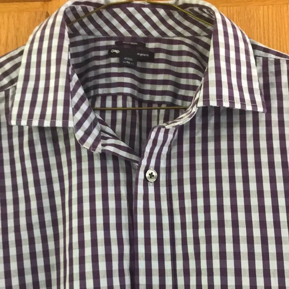 Gap blue/gray/purple check button shirt, XL - Picture 2 of 5